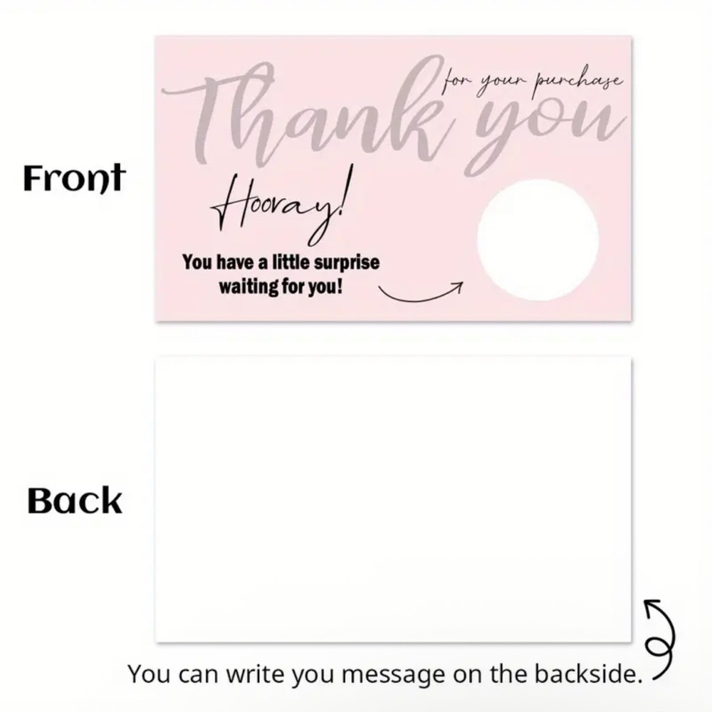 *BUY NOW* 50 Piece Scratch Off Thank You Cards - 110 total pieces - Picture 2 of 3